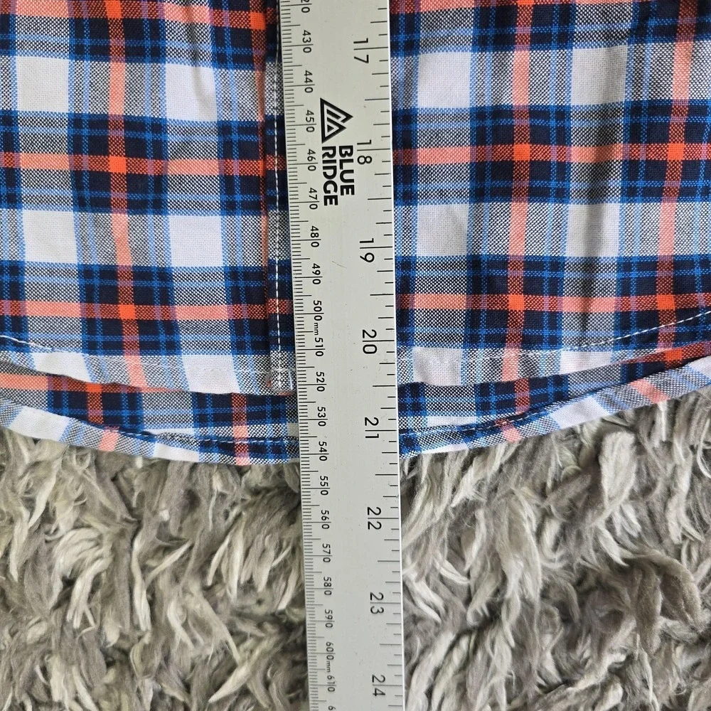 The Childrens Place Boys Blue Orange Plaid Button Down Shirt Size S 5/6 NWT